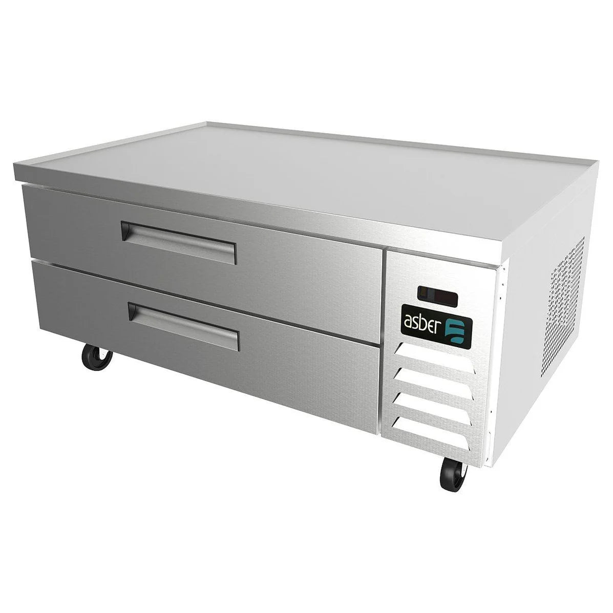Asber ACBR-52 Base de Chef Refrigerada con 2 Cajones (3 GN-1/1 cada uno) - Cubierta con Borde Antiderrame