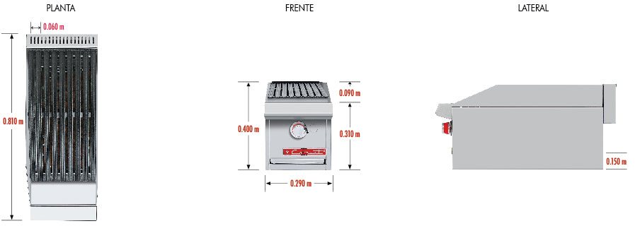 CORIAT ACV-1 DE MESA MASTER PREMIUM Asador a gas, con 1 parrilla reversible