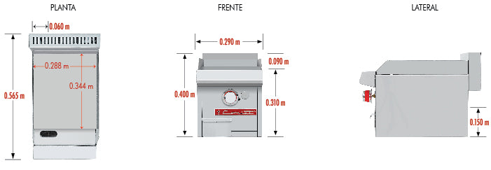 CORIAT CH-1 DE MESA PETIT PREMIUM Plancha a gas, con 1 quemador tubular, placa de 3/4" de espesor.