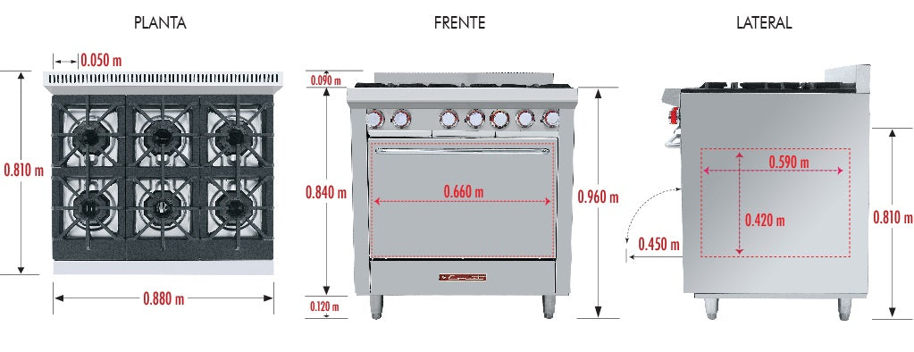 CORIAT EC-6-HG DE PISO MASTER PREMIUM Estufa a gas, con 6 quemadores y 1 horno. 16010111