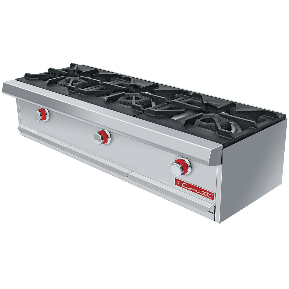 CORIAT PCH-3 DE MESA PETIT PREMIUN Parrilla PETIT a Gas con 3 Quemadores Octagonal Sólido en Hierro Fundido.