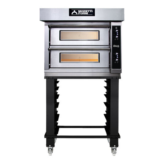 Moretti Forni iD 72.72 - Horno eléctrico de pizza de doble gaveta con soporte y deslizadores para bandejas, 39" x 45 1/2", 208V, 3 fases, 12 kW.