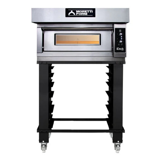 Moretti Forni iD 72.72 - Horno eléctrico de pizza de una sola gaveta con soporte y deslizadores para bandejas, 39" x 45 1/2", 208V, 3 fases, 6 kW.