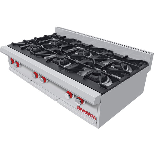 CORIAT PCV-6 DE MESA MASTER PREMIUM Parrilla a Gas de 6 Quemadores octagonales sólidos en hierro fundido.