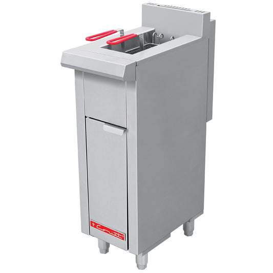 CORIAT TURBO-6.5-1Q DE PISO PETIT Freidora de piso, a gas, 2 canastillas, 6.5 litros, 1 potente quemador y zona fría al fondo