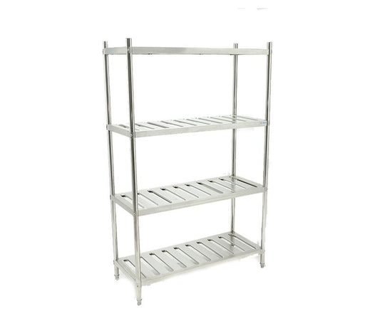 Anaquel Tipo Marimba De Acero Inoxidable Con 4 Entrepaños Ranurados Migsa BN-R01
